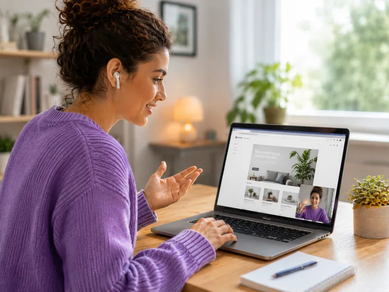 Person on a video call reviewing a website while sharing their screen during a recorded usability task